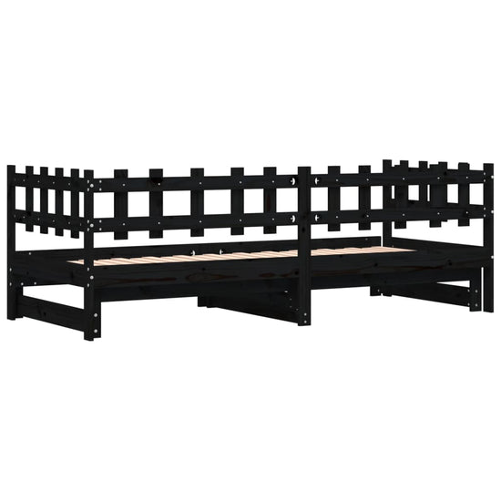 Slaapbank uitschuifbaar 2x(80x200) cm massief grenenhout zwart MeubelReus