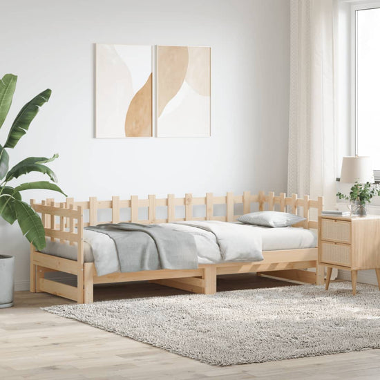Slaapbank uitschuifbaar massief grenenhout 2x(90x200) cm MeubelReus
