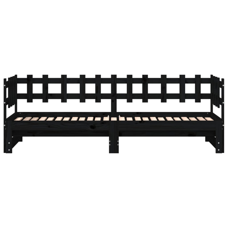 Slaapbank uitschuifbaar massief grenenhout zwart 2x(90x200) cm MeubelReus