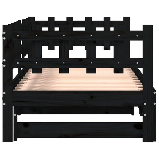 Slaapbank uitschuifbaar massief grenenhout zwart 2x(90x200) cm MeubelReus