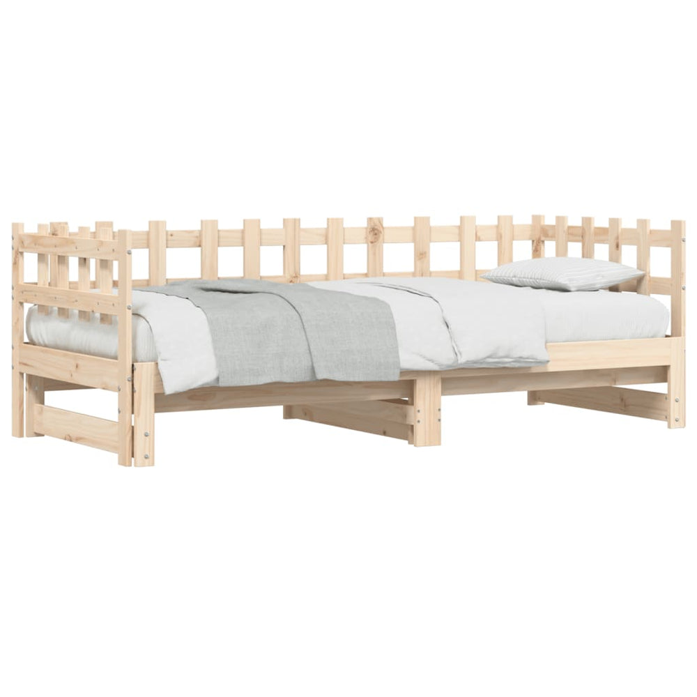 Slaapbank uitschuifbaar massief grenenhout 2x(90x190) cm MeubelReus