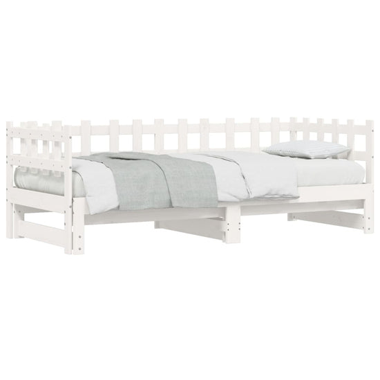 Slaapbank uitschuifbaar massief grenenhout wit 2x(90x190) cm MeubelReus