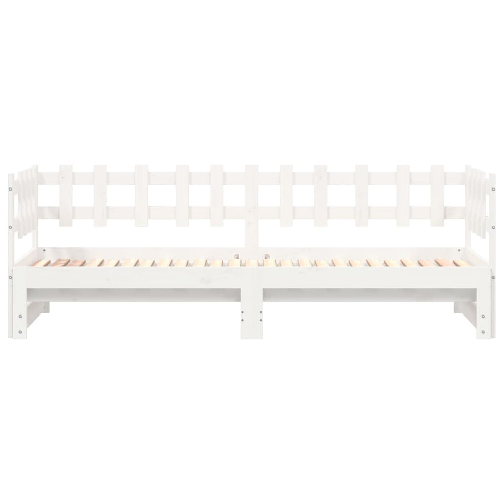 Slaapbank uitschuifbaar massief grenenhout wit 2x(90x190) cm MeubelReus