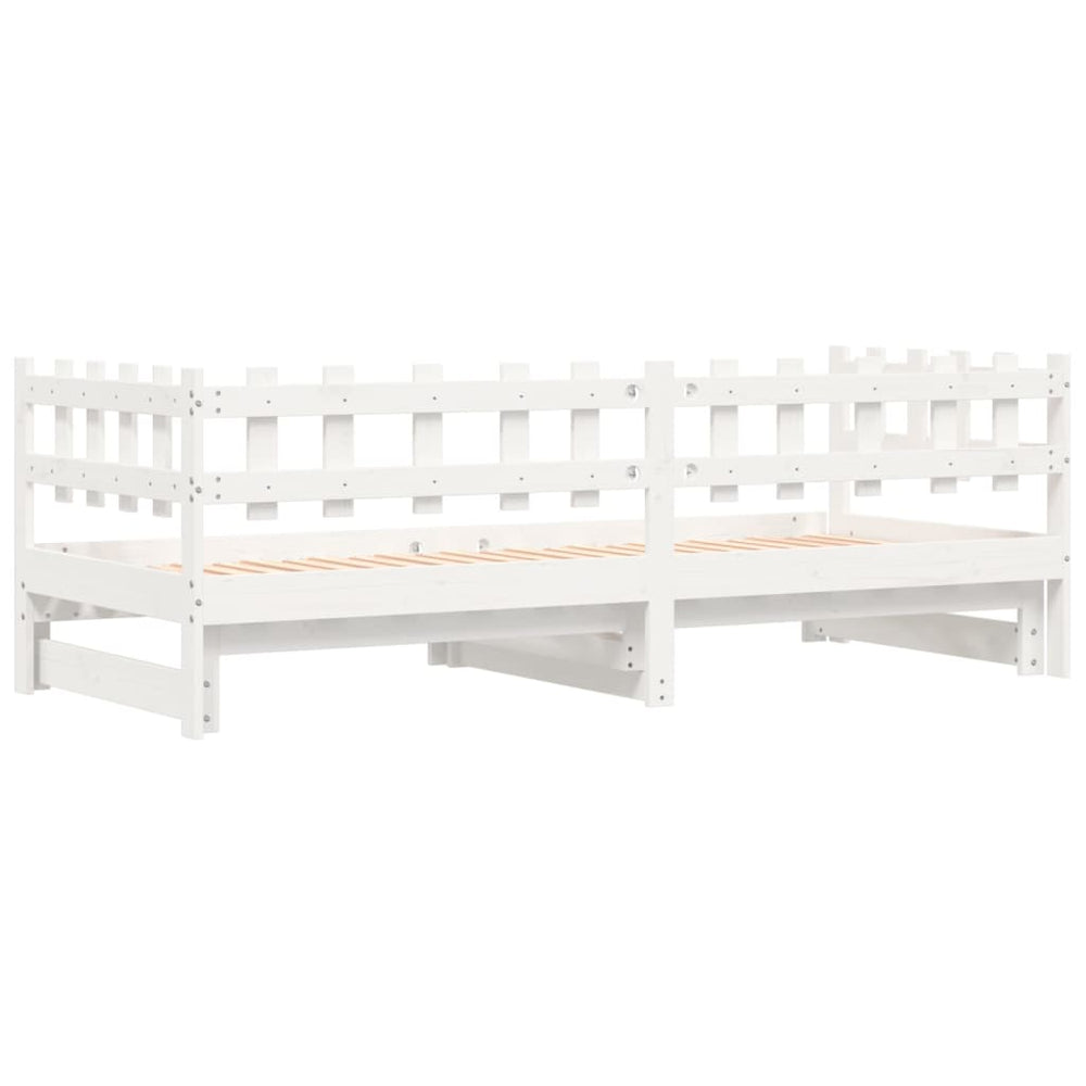 Slaapbank uitschuifbaar massief grenenhout wit 2x(90x190) cm MeubelReus