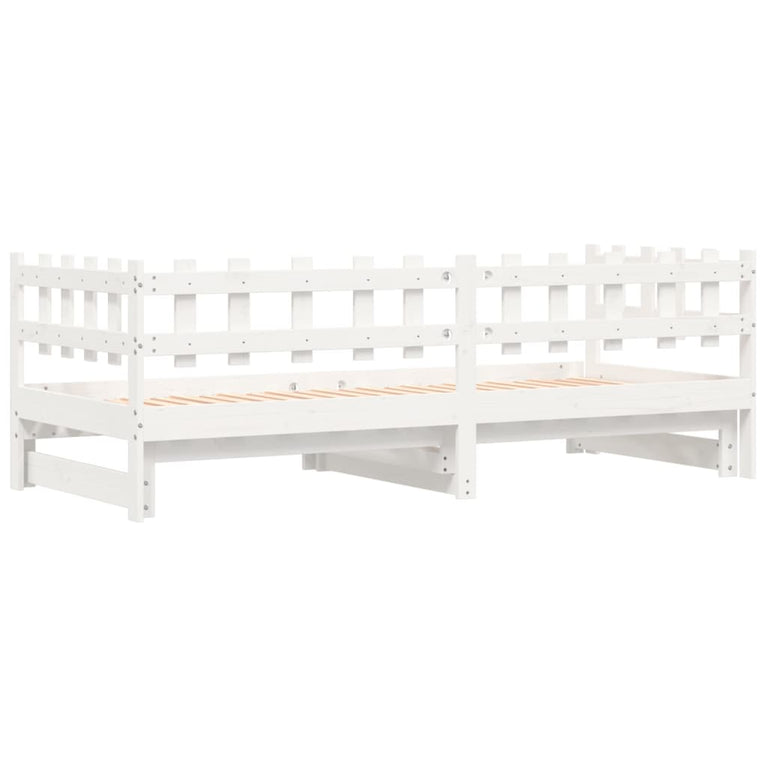 Slaapbank uitschuifbaar massief grenenhout wit 2x(90x190) cm MeubelReus