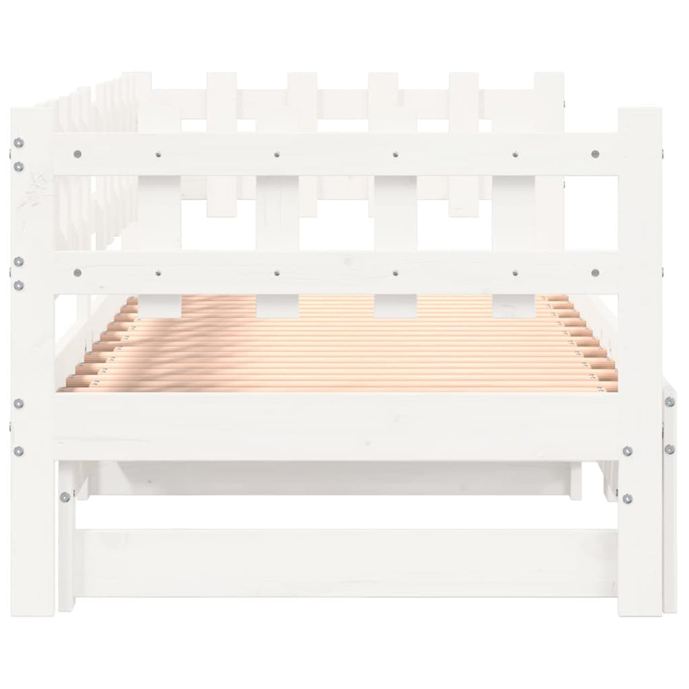 Slaapbank uitschuifbaar massief grenenhout wit 2x(90x190) cm MeubelReus