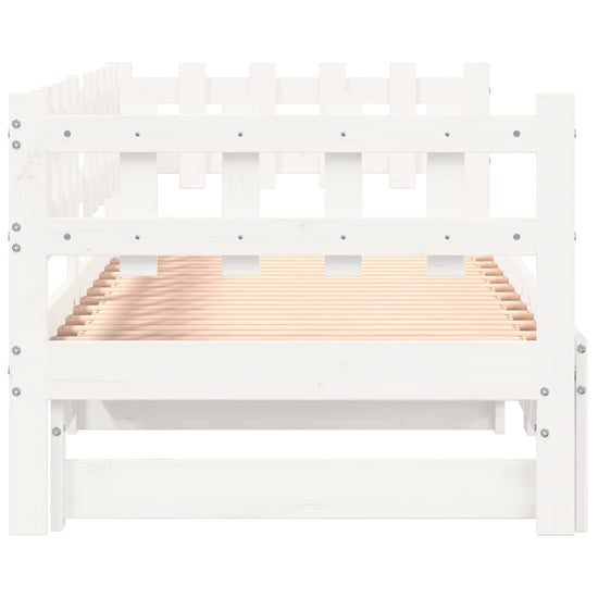 Slaapbank uitschuifbaar massief grenenhout wit 2x(90x190) cm MeubelReus