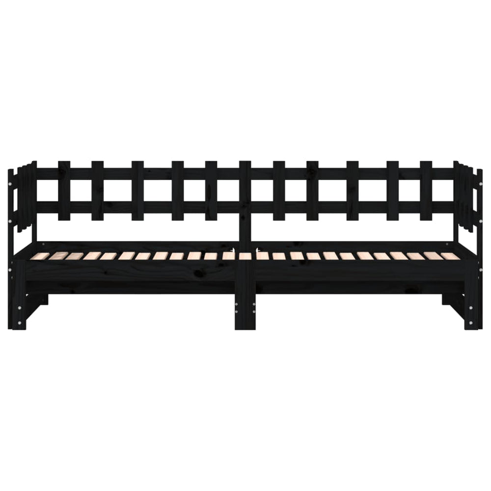 Slaapbank uitschuifbaar massief grenenhout zwart 2x(90x190) cm MeubelReus
