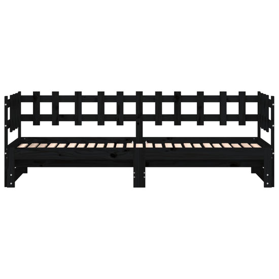 Slaapbank uitschuifbaar massief grenenhout zwart 2x(90x190) cm MeubelReus
