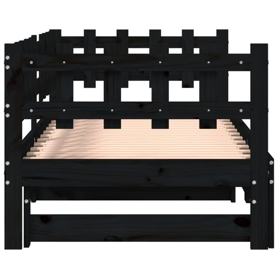 Slaapbank uitschuifbaar massief grenenhout zwart 2x(90x190) cm MeubelReus