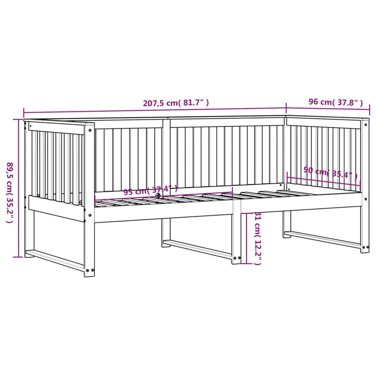 Slaapbank 90x200 cm massief grenenhout wit MeubelReus