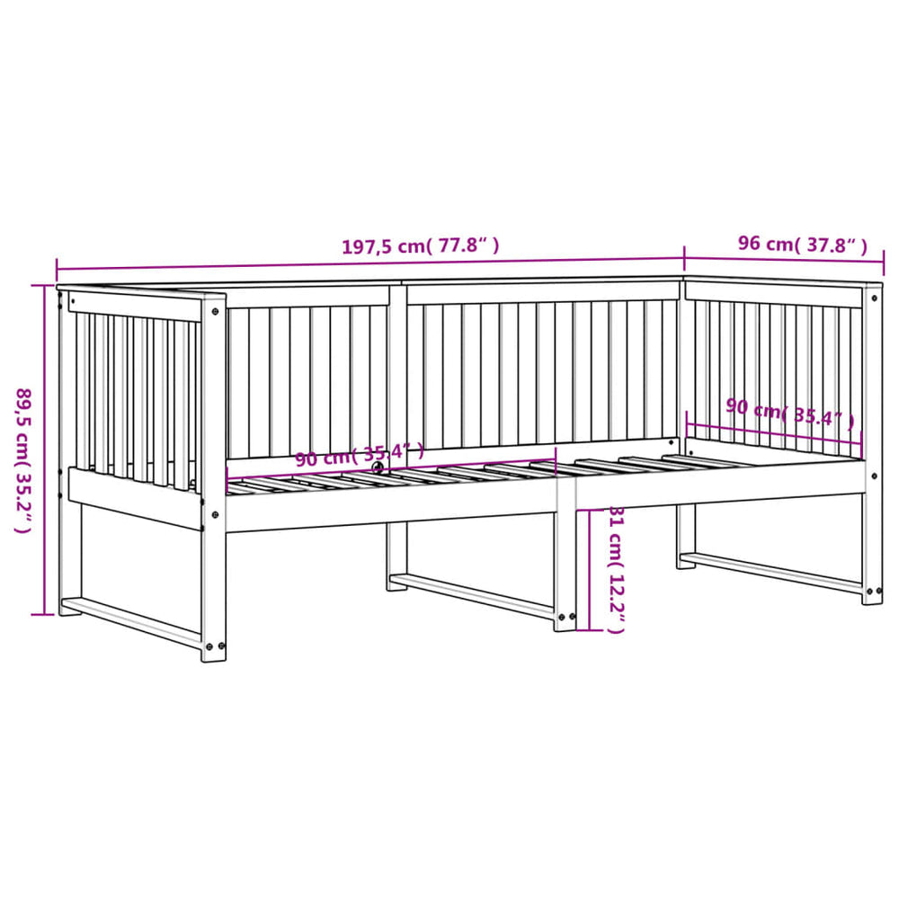 Slaapbank 90x190 cm massief grenenhout wit MeubelReus