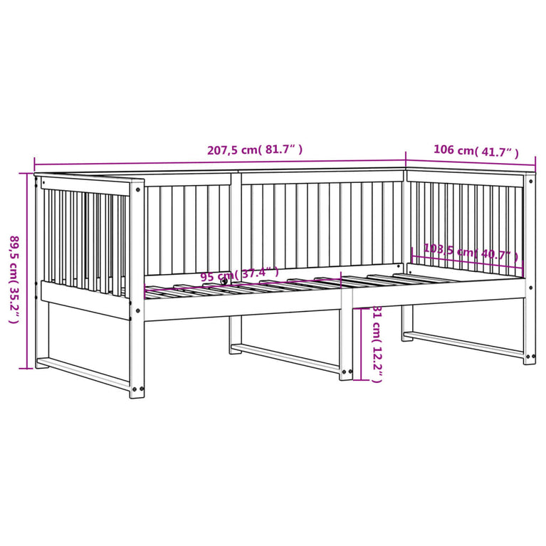 Slaapbank 100x200 cm massief grenenhout wit MeubelReus