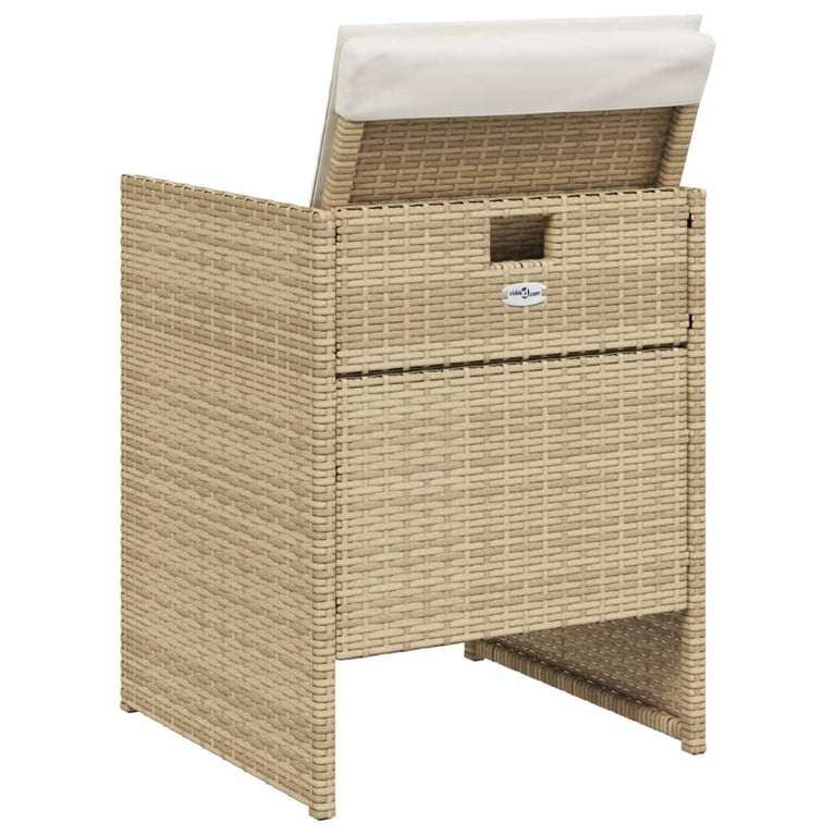 5-delige Tuinset met kussens poly rattan beige