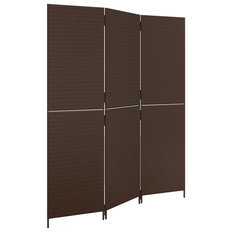 Kamerscherm 3 panelen poly rattan bruin
