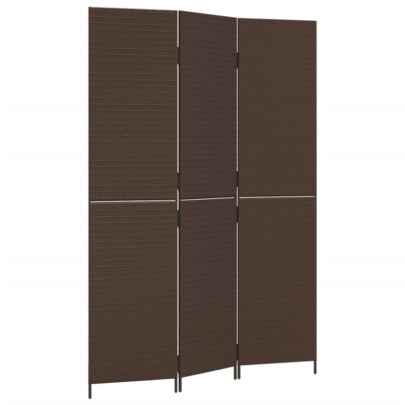 Kamerscherm 3 panelen poly rattan bruin