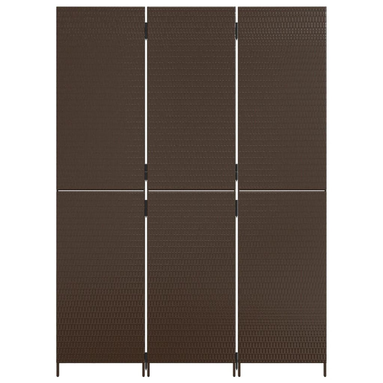 Kamerscherm 3 panelen poly rattan bruin