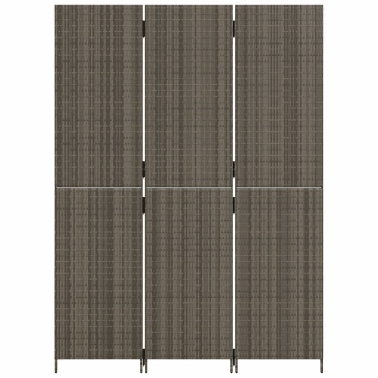 Kamerscherm 3 panelen poly rattan grijs
