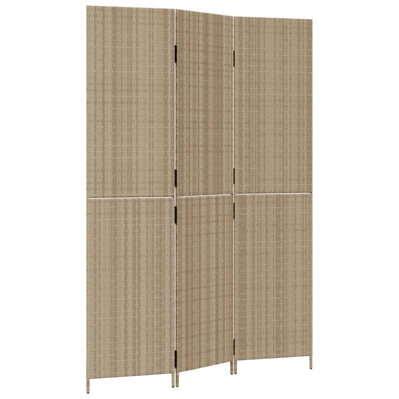 Kamerscherm 3 panelen poly rattan beige