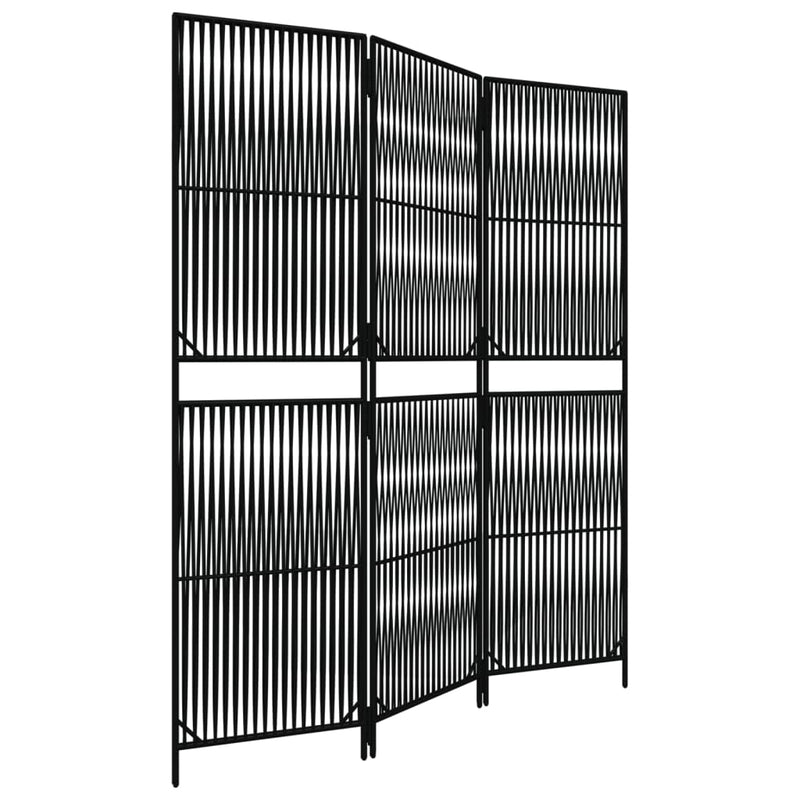 Kamerscherm 3 panelen poly rattan zwart