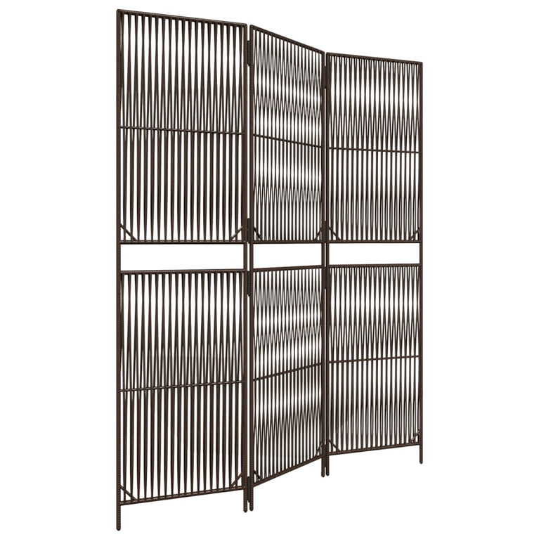Kamerscherm 3 panelen poly rattan bruin