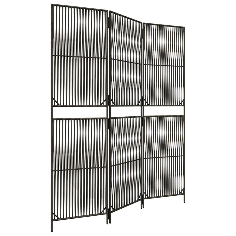 Kamerscherm 3 panelen poly rattan grijs