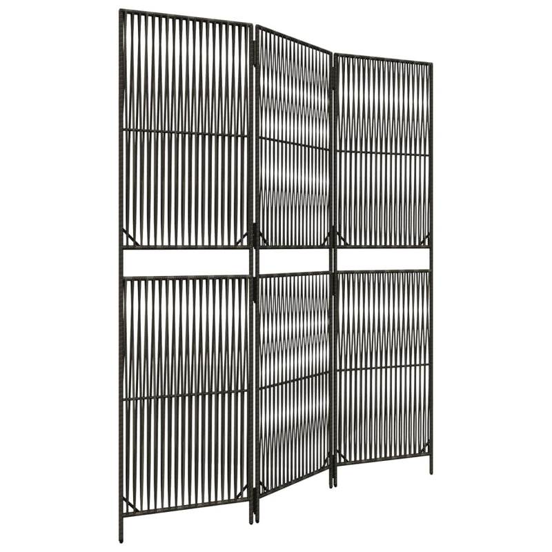 Kamerscherm 3 panelen poly rattan grijs