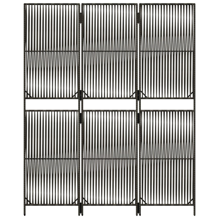Kamerscherm 3 panelen poly rattan grijs