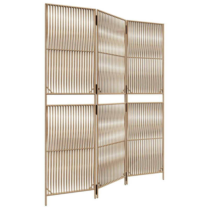 Kamerscherm 3 panelen poly rattan beige