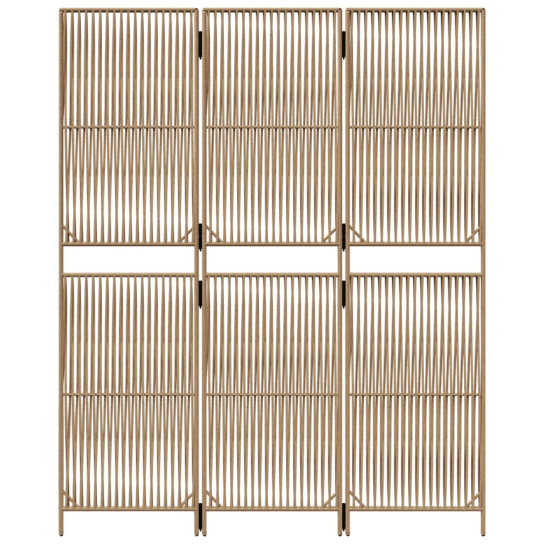 Kamerscherm 3 panelen poly rattan beige