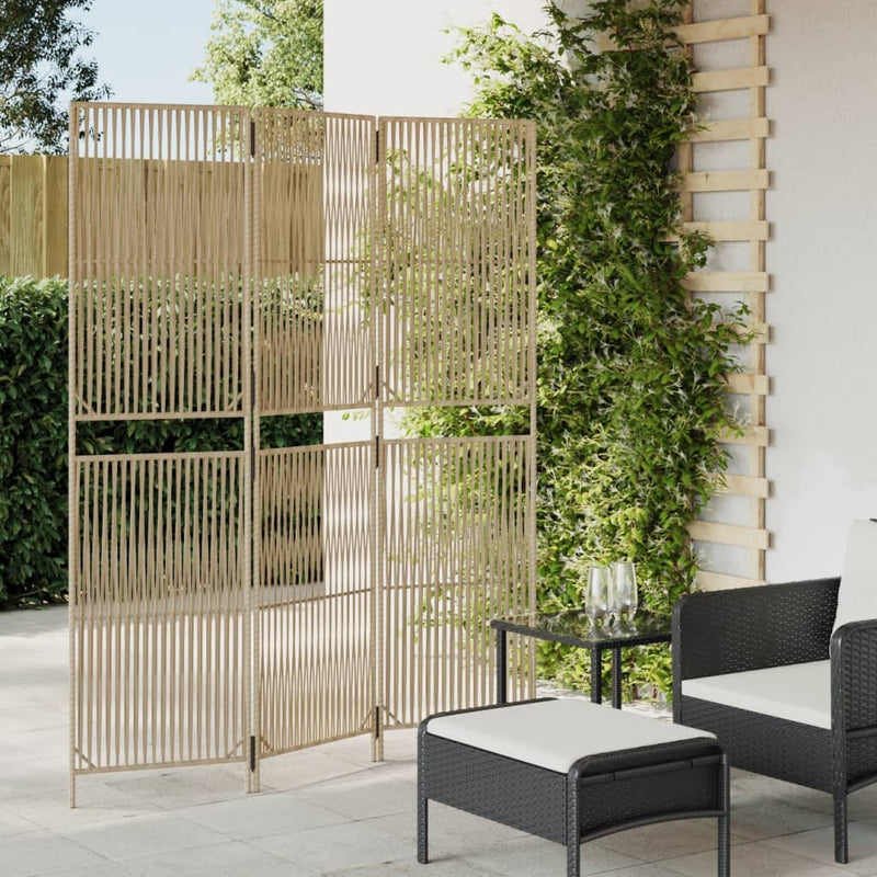 Kamerscherm 3 panelen poly rattan beige