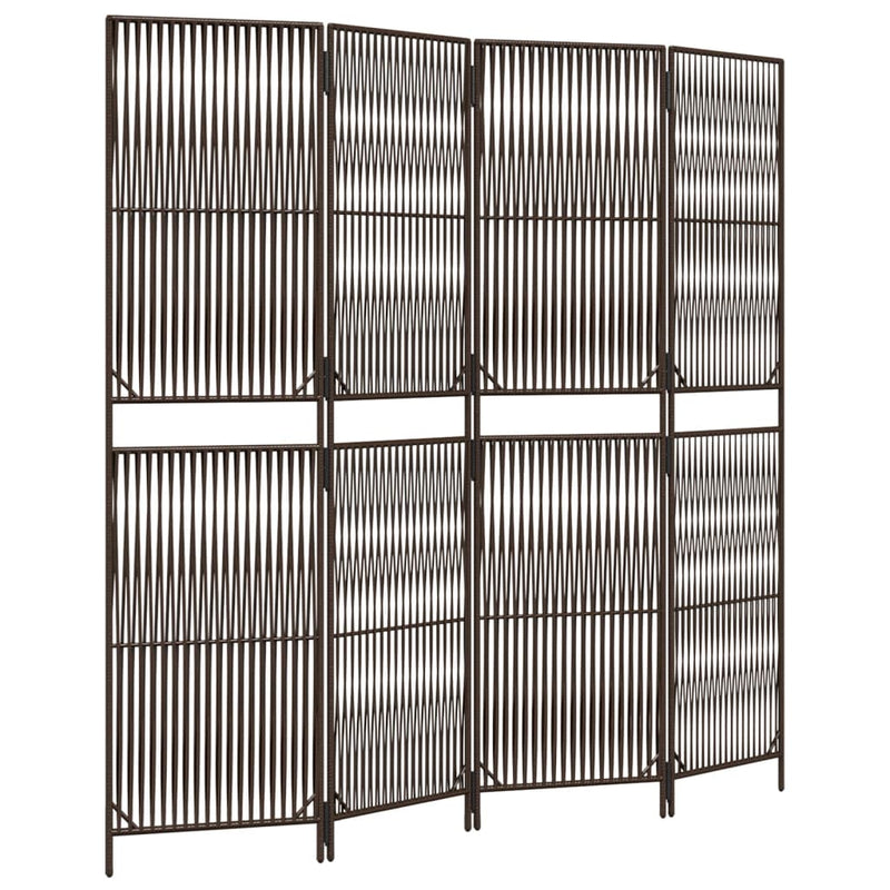 Kamerscherm 4 panelen poly rattan bruin