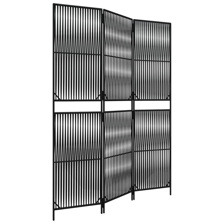 Kamerscherm 3 panelen poly rattan zwart