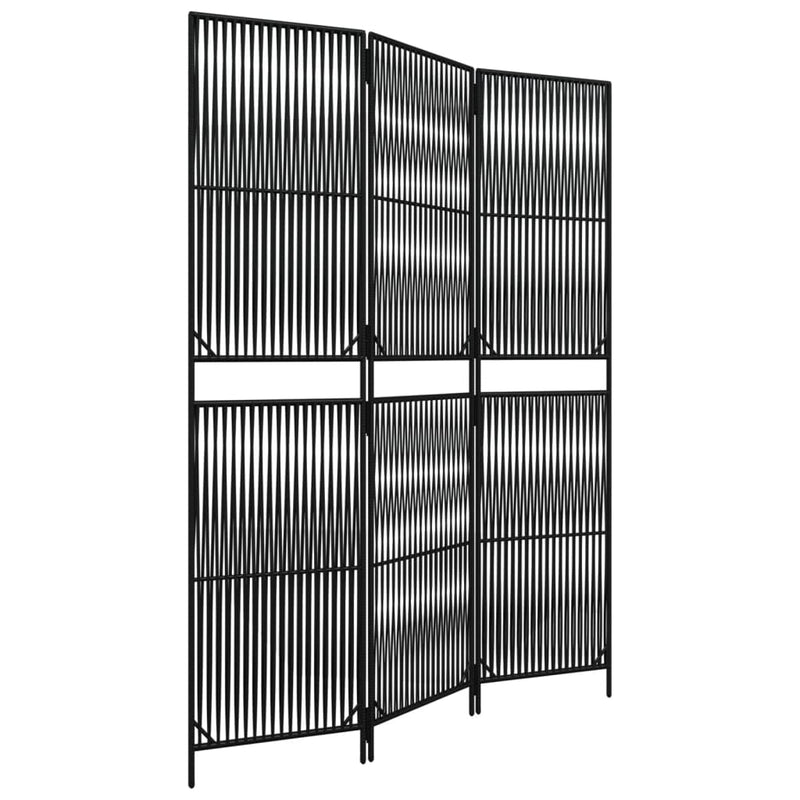 Kamerscherm 3 panelen poly rattan zwart