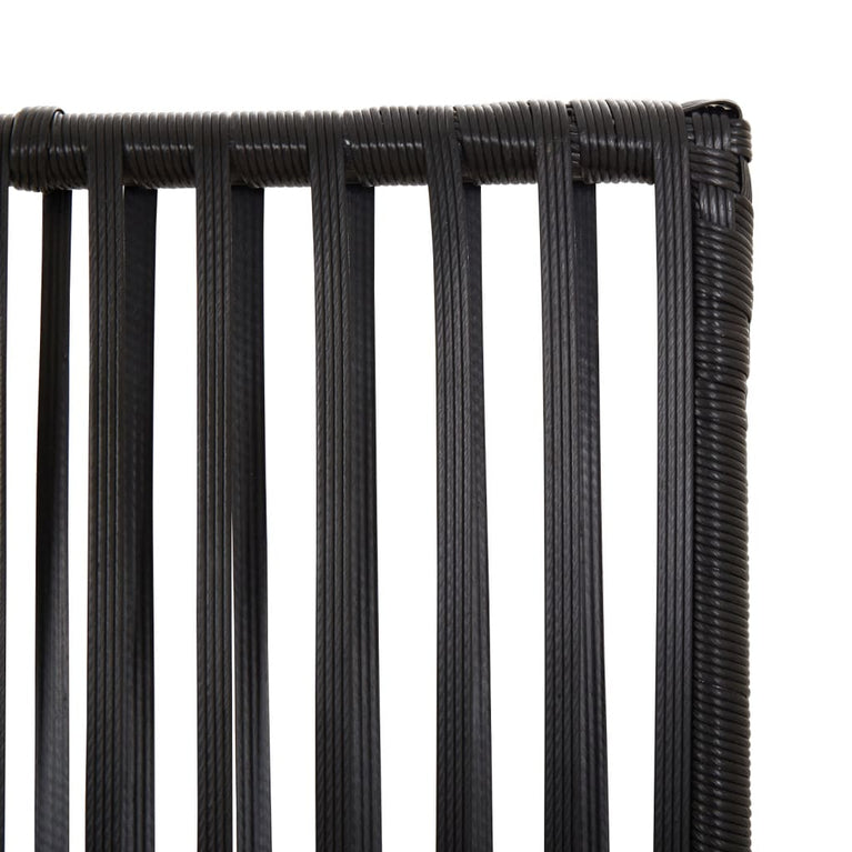 Kamerscherm 3 panelen poly rattan zwart