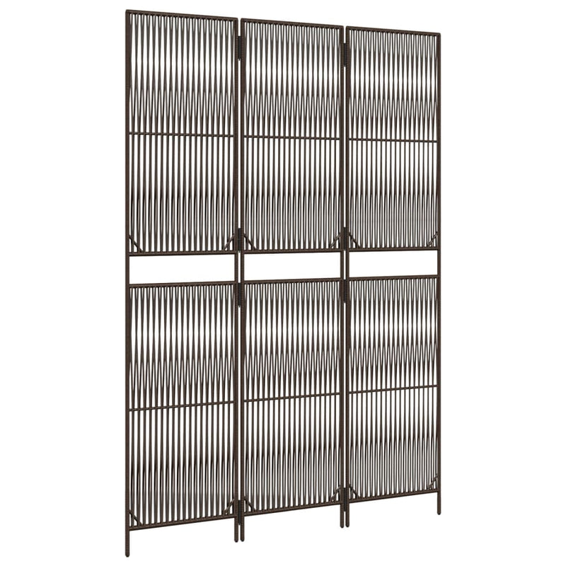 Kamerscherm 3 panelen poly rattan bruin