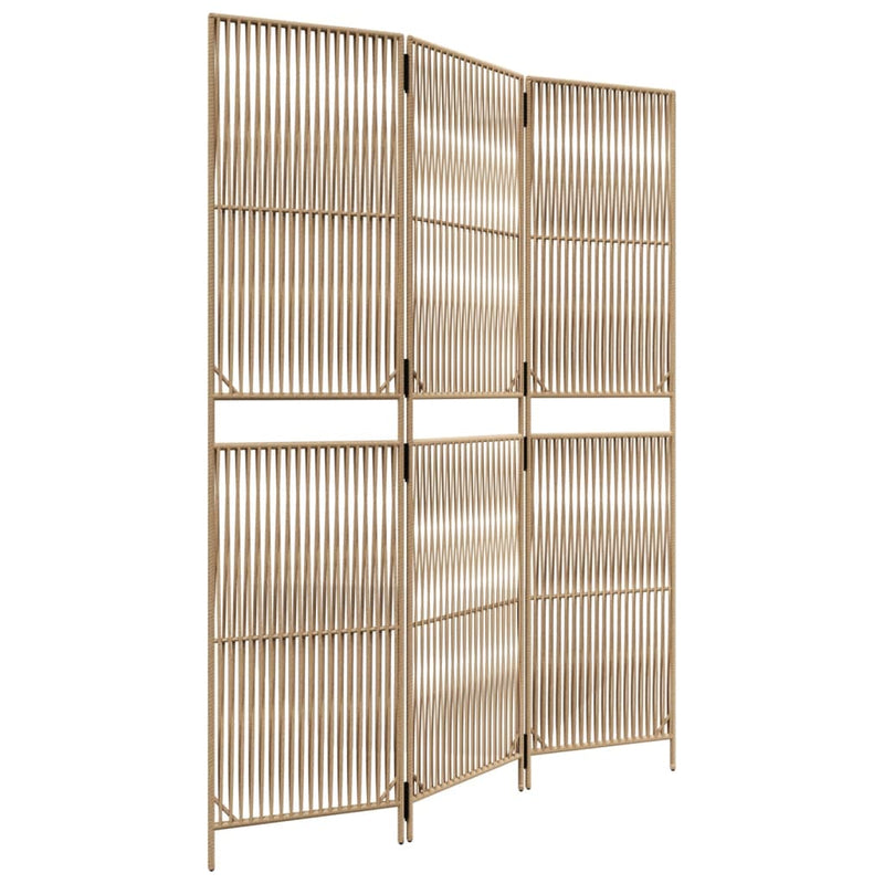 Kamerscherm 3 panelen poly rattan beige