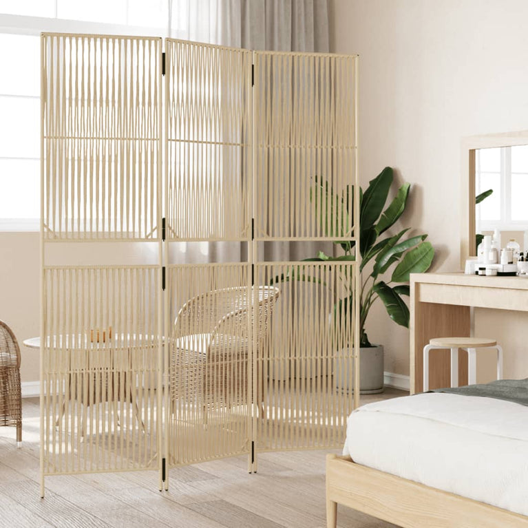 Kamerscherm 3 panelen poly rattan beige