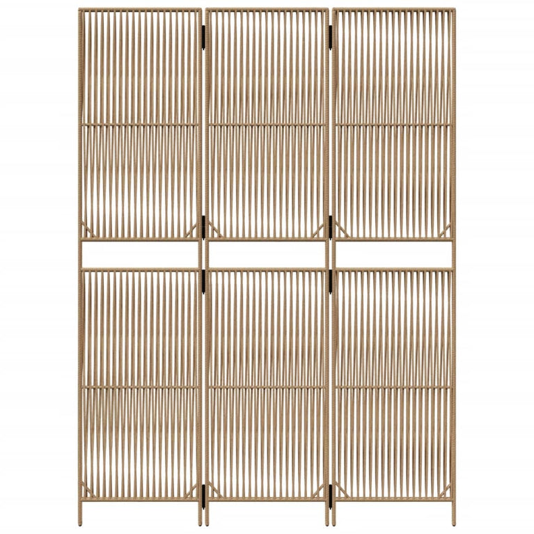 Kamerscherm 3 panelen poly rattan beige