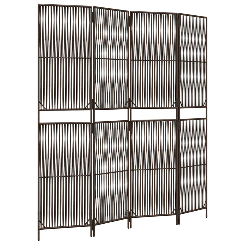 Kamerscherm 4 panelen poly rattan bruin