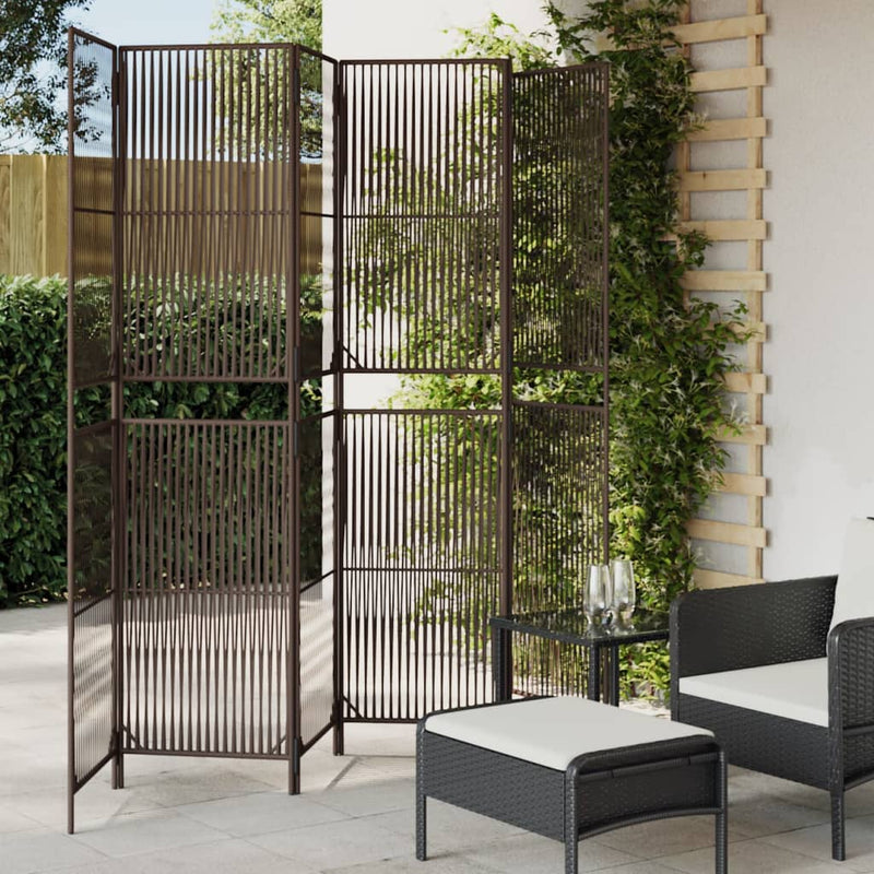 Kamerscherm 6 panelen poly rattan bruin