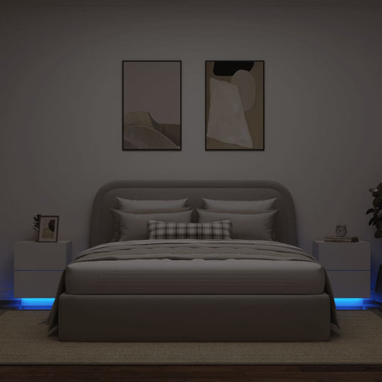 Nachtkastjes met LED-verlichting 2 st bewerkt hout wit MeubelReus