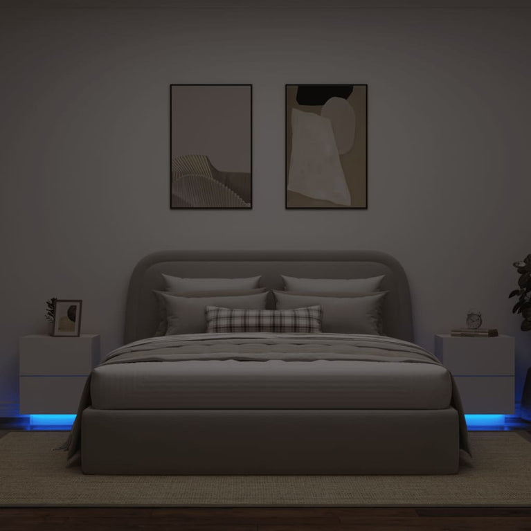 Nachtkastjes met LED-verlichting 2 st bewerkt hout wit MeubelReus