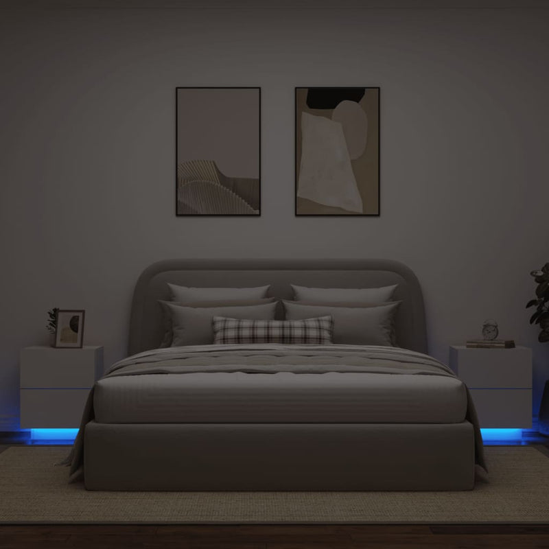 Nachtkastjes met LED-verlichting 2 st bewerkt hout wit MeubelReus