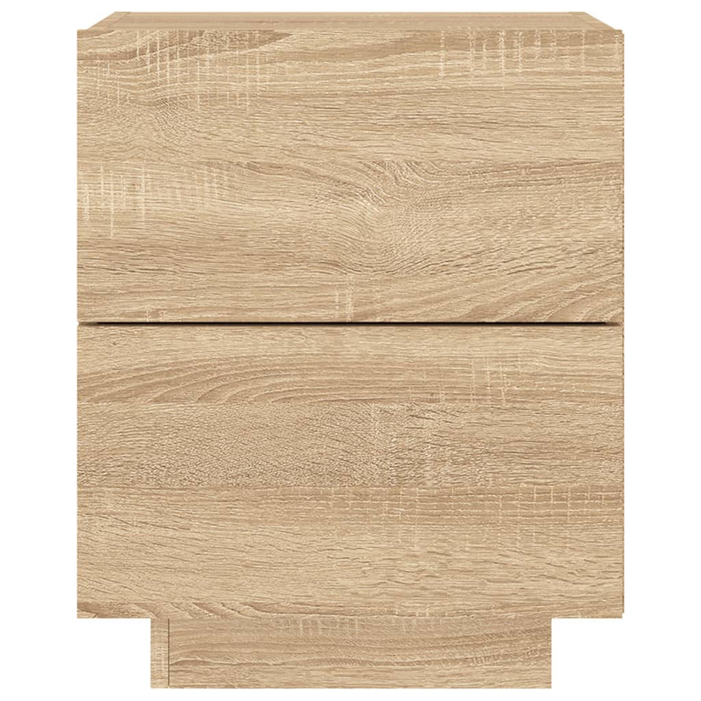 Nachtkastje met LED-verlichting bewerkt hout sonoma eikenkleur MeubelReus