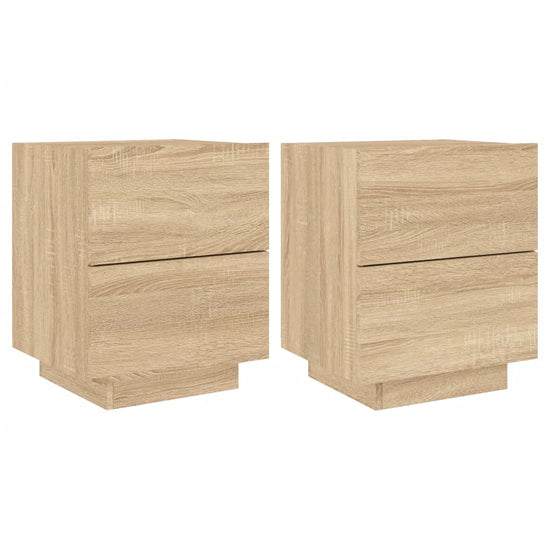 Nachtkastjes met LED-verlichting 2 st bewerkt hout sonoma eiken MeubelReus
