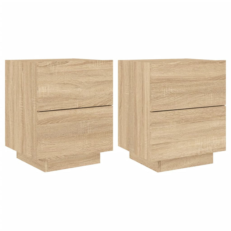 Nachtkastjes met LED-verlichting 2 st bewerkt hout sonoma eiken MeubelReus