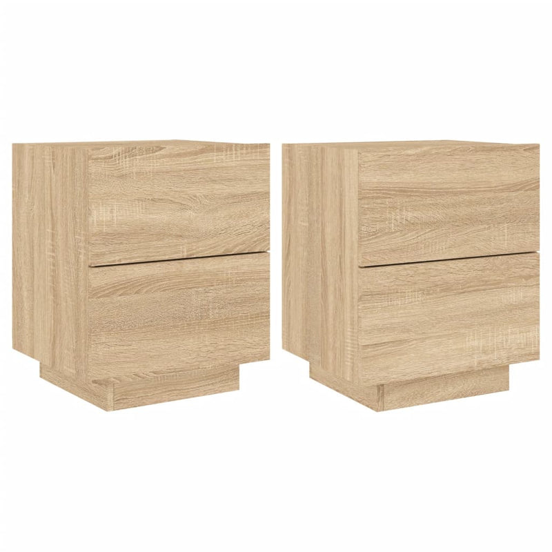 Nachtkastjes met LED-verlichting 2 st bewerkt hout sonoma eiken MeubelReus