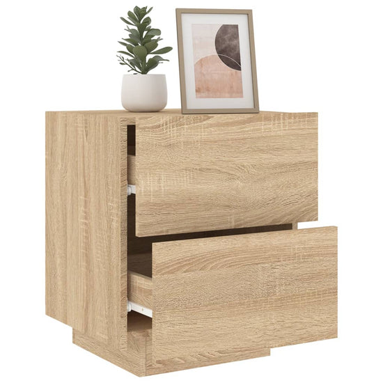Nachtkastjes met LED-verlichting 2 st bewerkt hout sonoma eiken MeubelReus