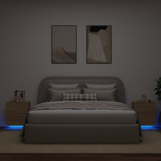 Nachtkastjes met LED-verlichting 2 st bewerkt hout sonoma eiken MeubelReus